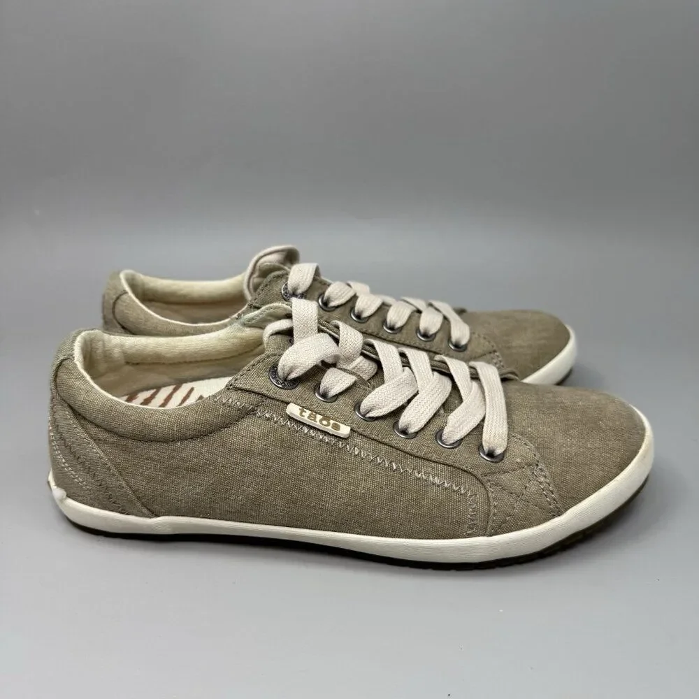 Taos Star Canvas Sneakers Womens 7.5 Beige Low Top Lace Up Shoes